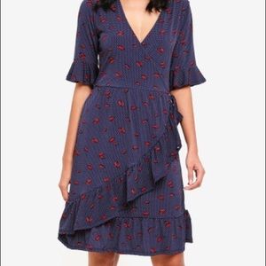 Warehouse lips print wrap tea dress